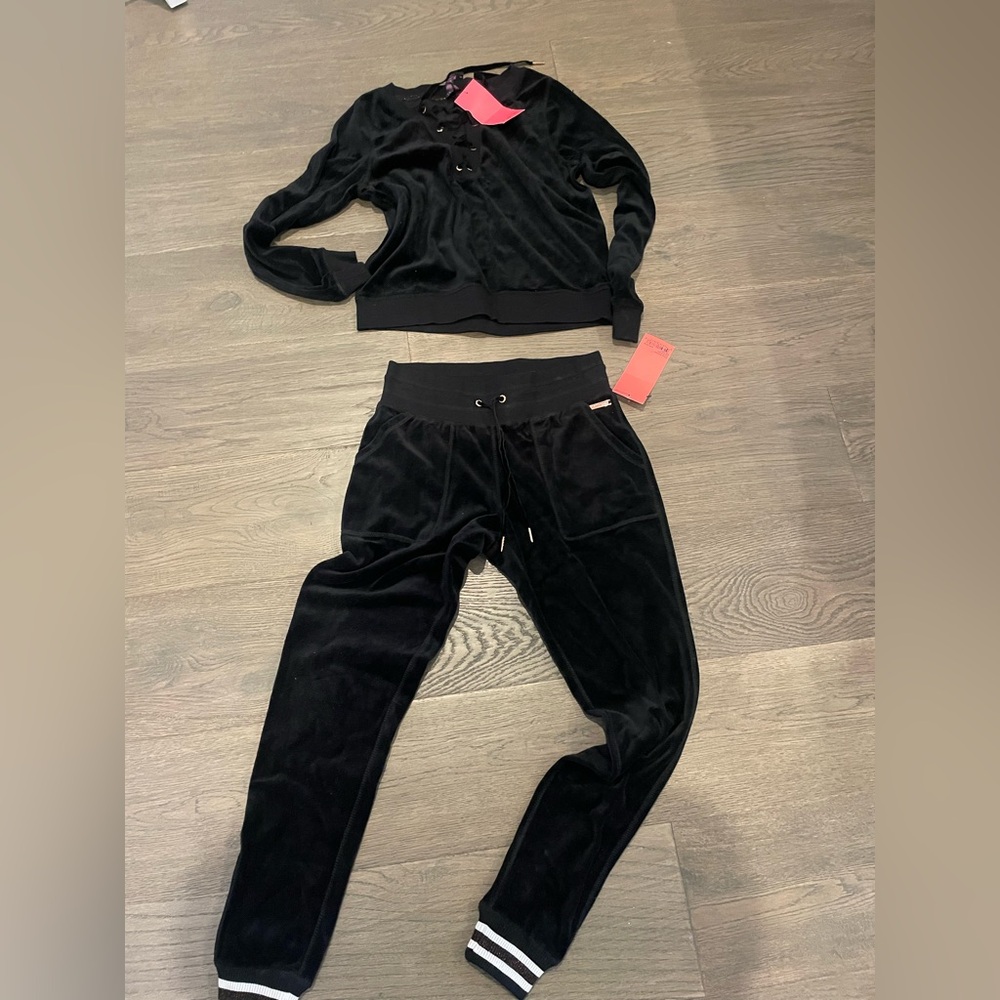 NWT Betsey Johnson Black Lace-Up Top and Pants
